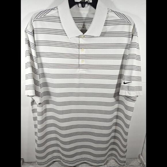 Nike Other - Nike Golf Performance Polo Men's Size XL White Black Stripe Embroidered Swoosh